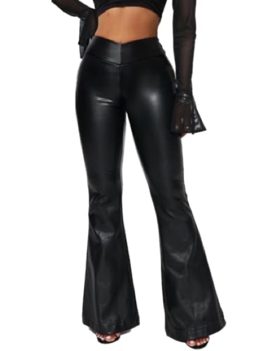 Faux leather pants flare